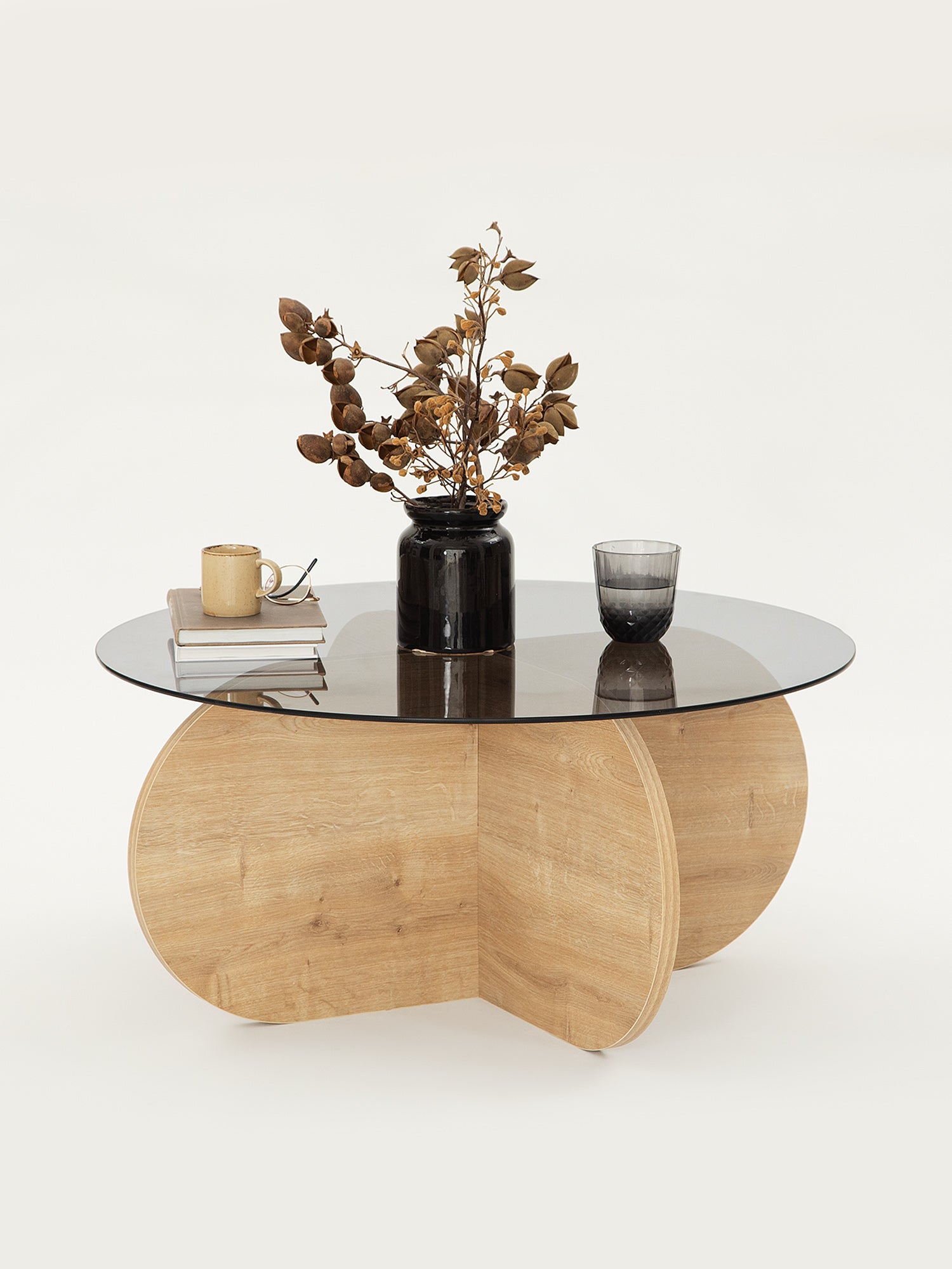 Bubble Coffee Table  Smoked Glass - Oak9