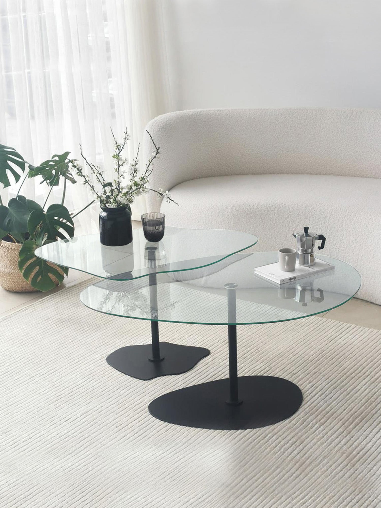 Dior & Porto Clear Glass Nesting Table Black1