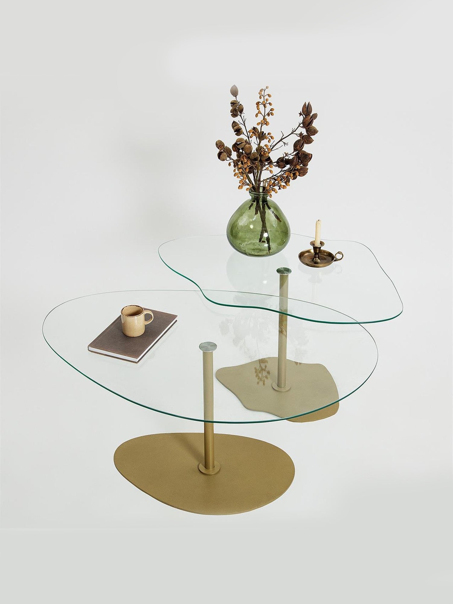 Dior & Porto Clear Glass Nesting Table Gold6