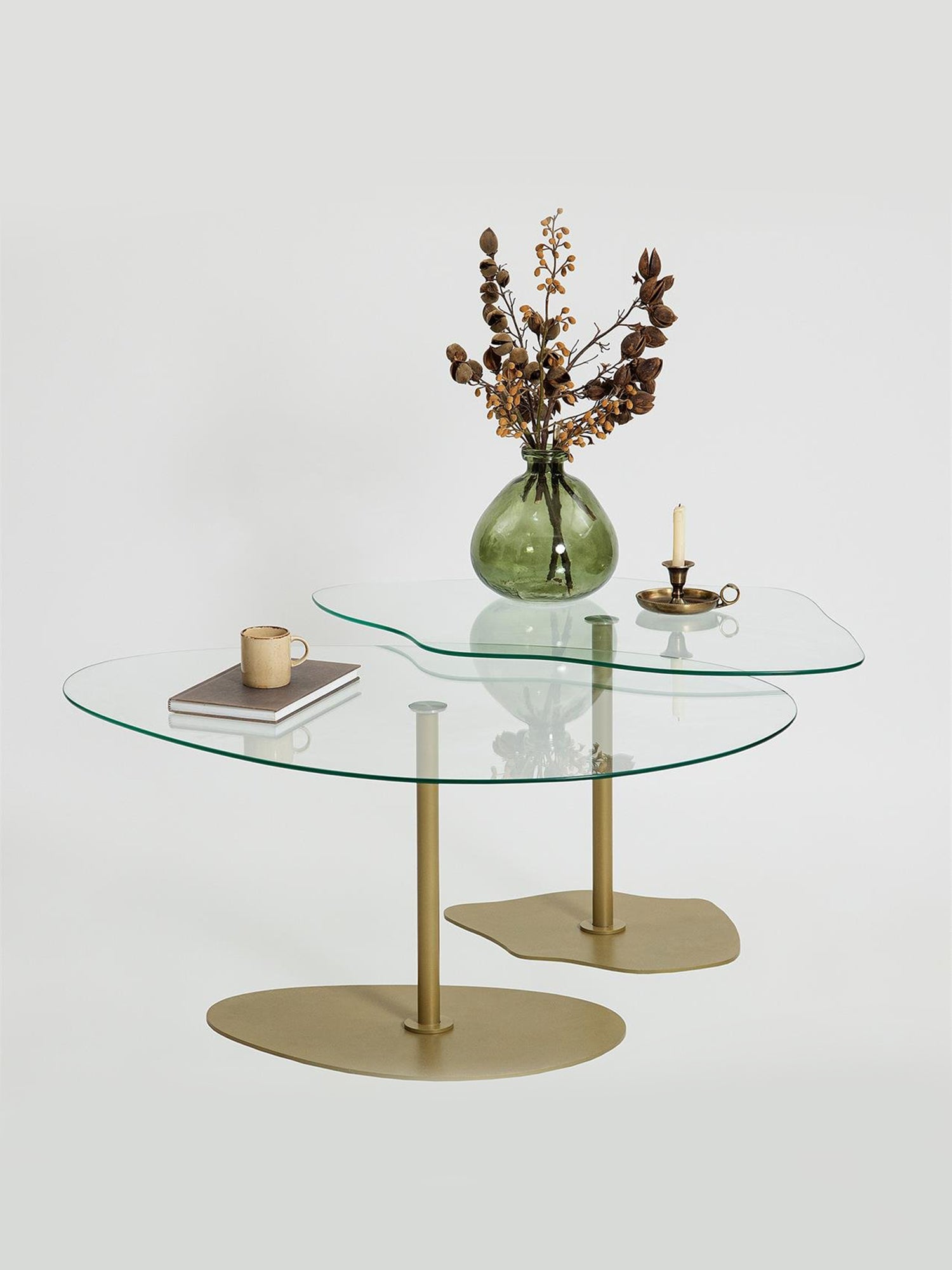 Dior & Porto Clear Glass Nesting Table Gold7