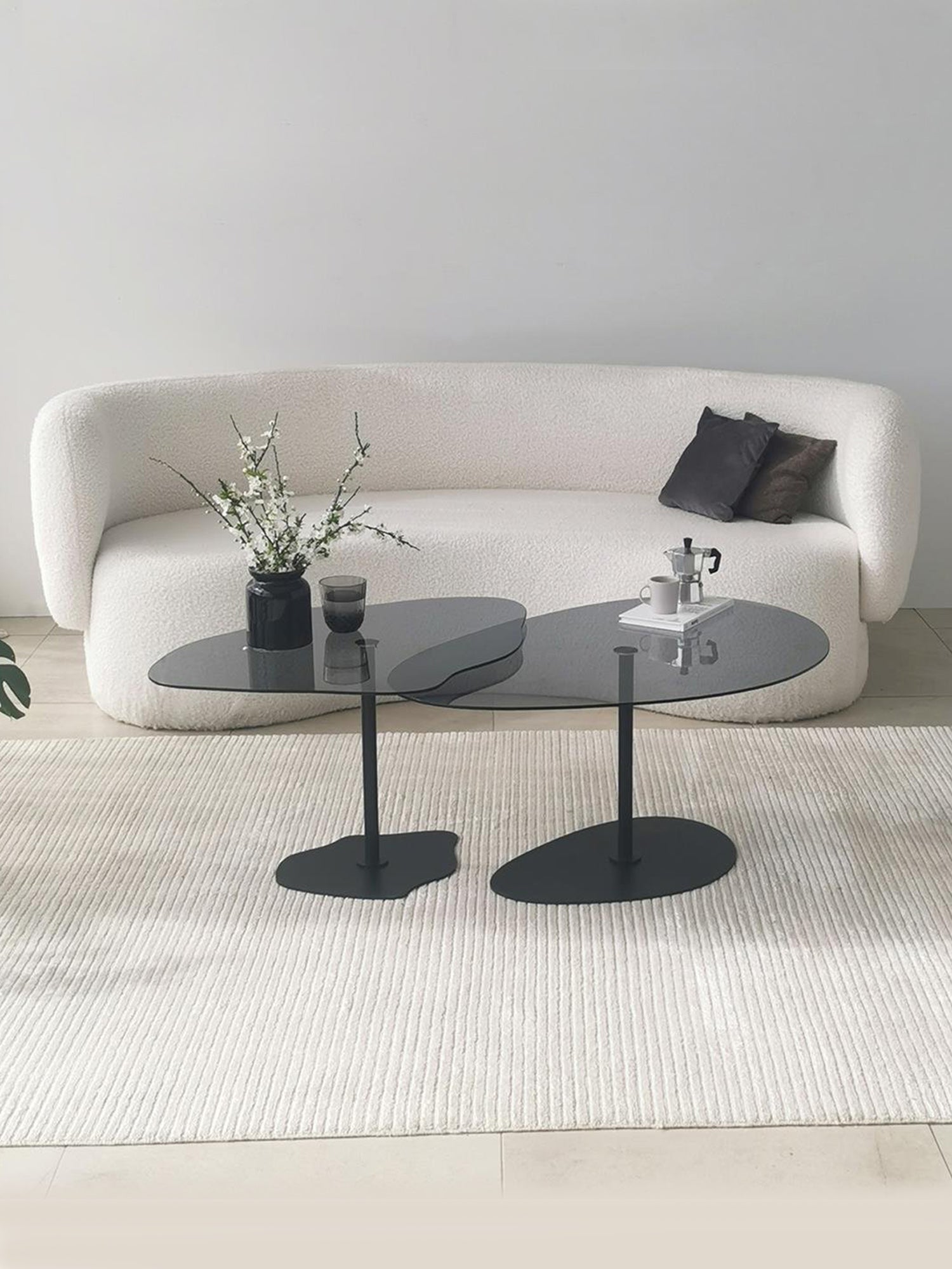Dior & Porto Clear Smoked Nesting Table Black1