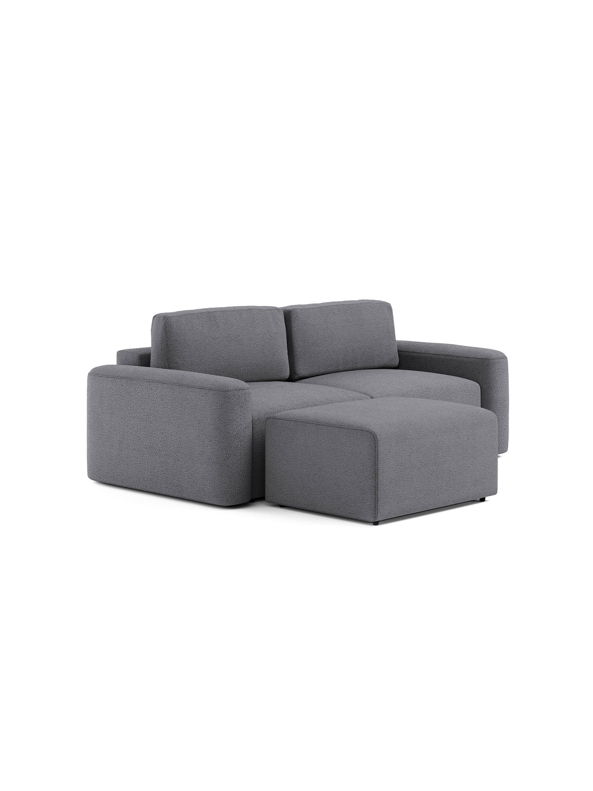 Loop 2-Seater Sofabed with Pouf in Teddy Grey | Soffie