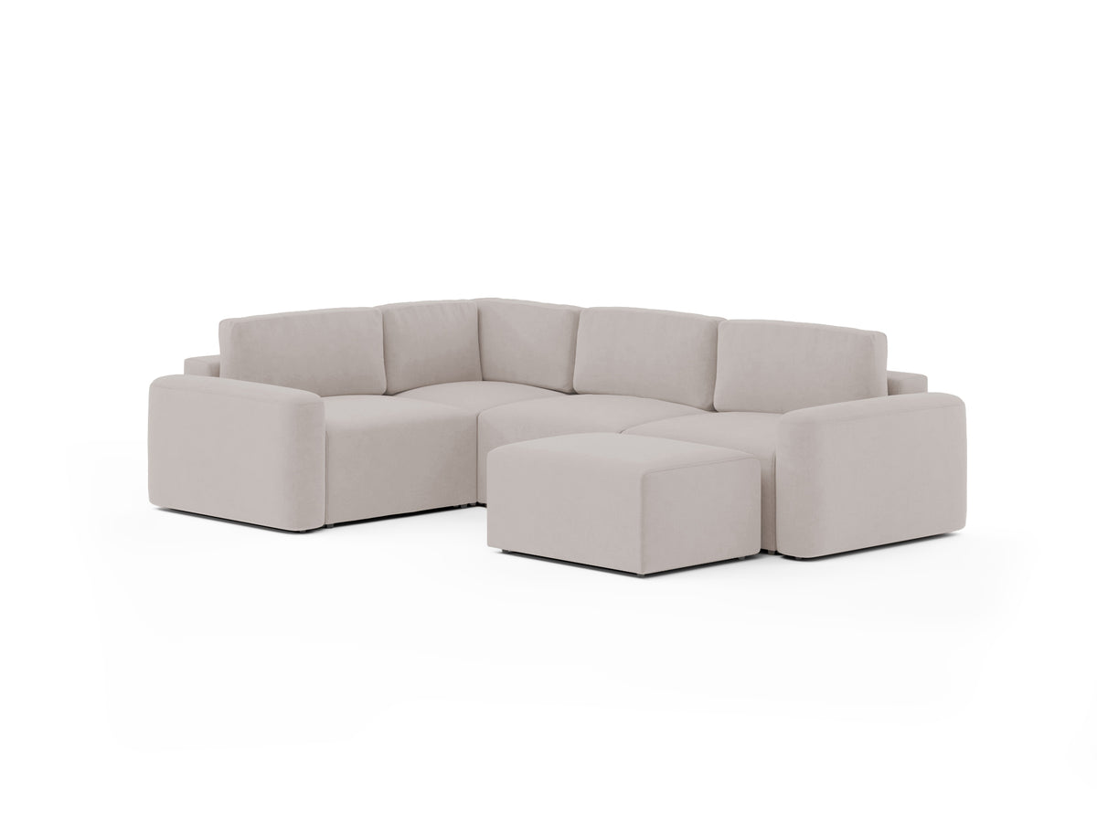 Loop Blush Beige Left 2-Seater Sofa with Pouf | Soffie