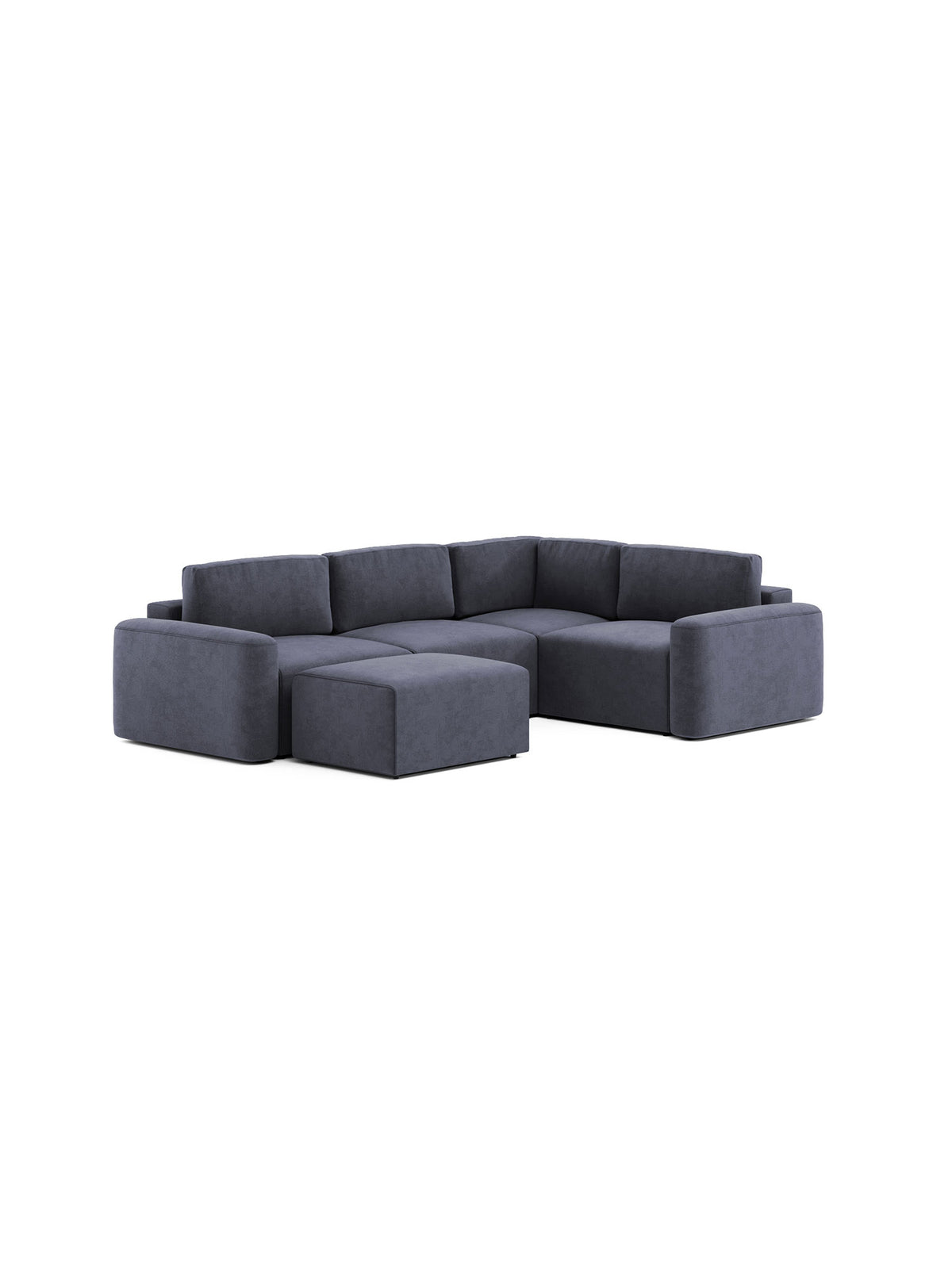 Loop 2-Seater Sectional Modular Sofa with Pouf Shadow Navy | Soffie