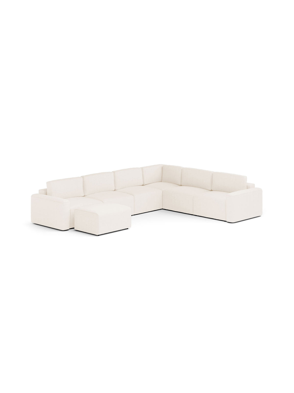 Loop Teddy Cream 3-Seater Sofa with Pouf | Soffie