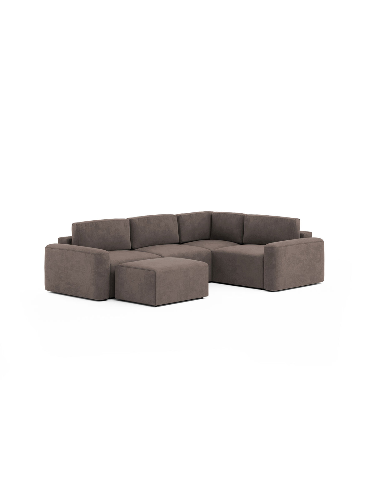 Loop Sectional Modular Sofa Bed 2 Seater with Pouf Espresso