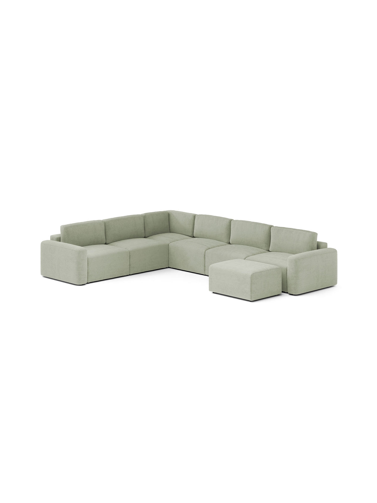 Loop 3-Seater L Sofa Mintshade with Pouf | Soffie