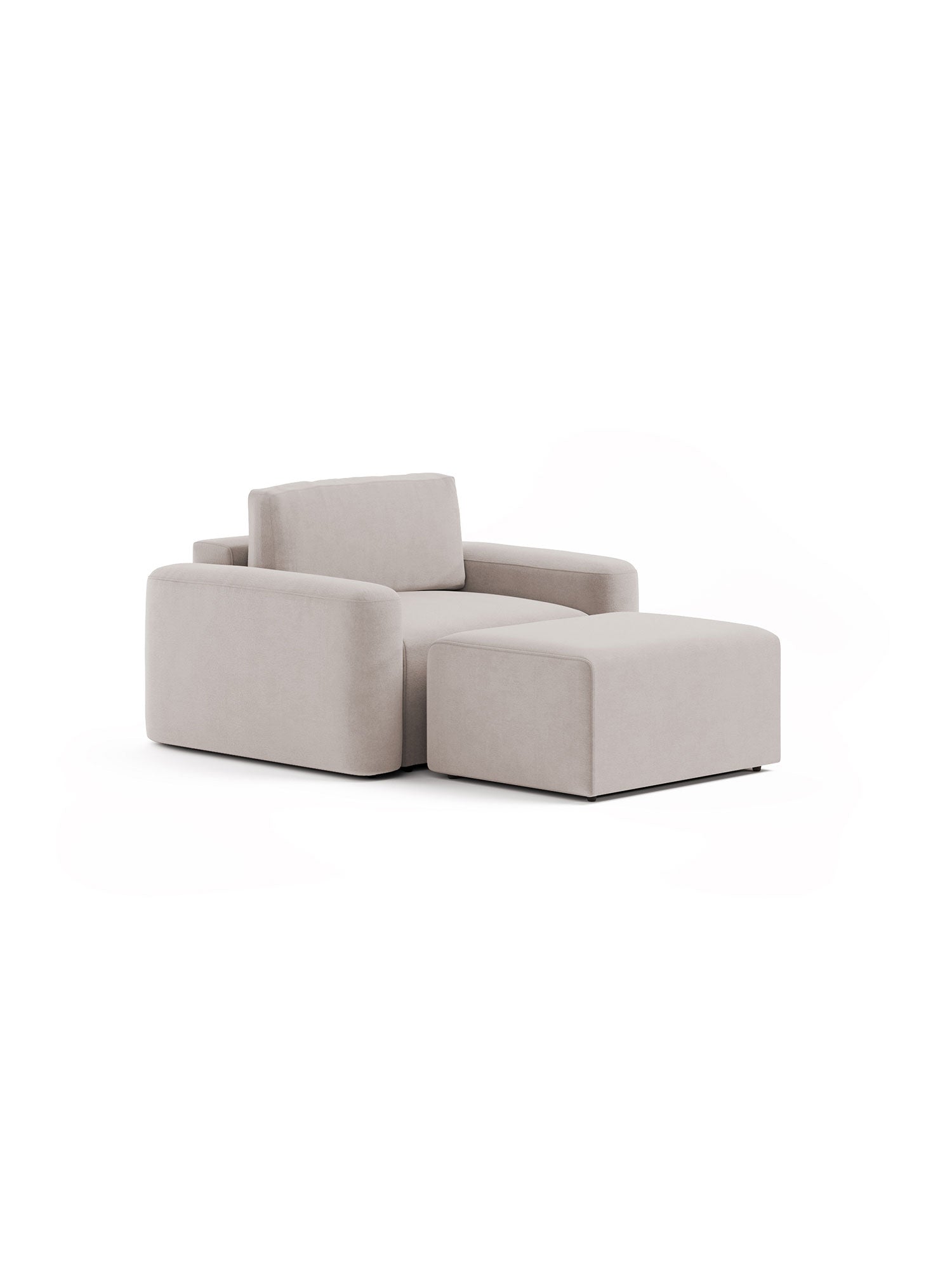 Loop Sleeper Armchair with Pouf Blush Beige
