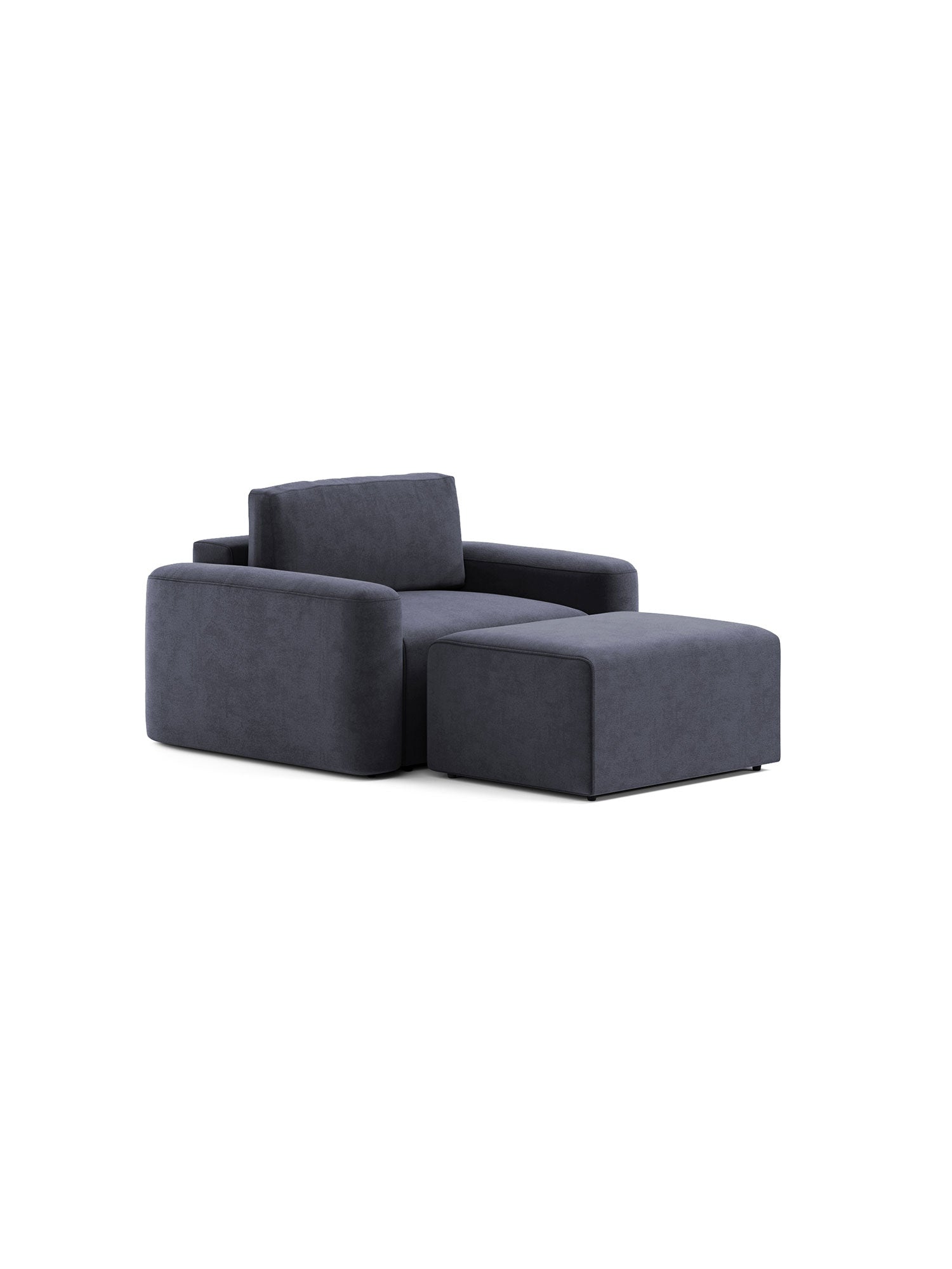 Loop Sleeper Armchair with Pouf Shadow Navy