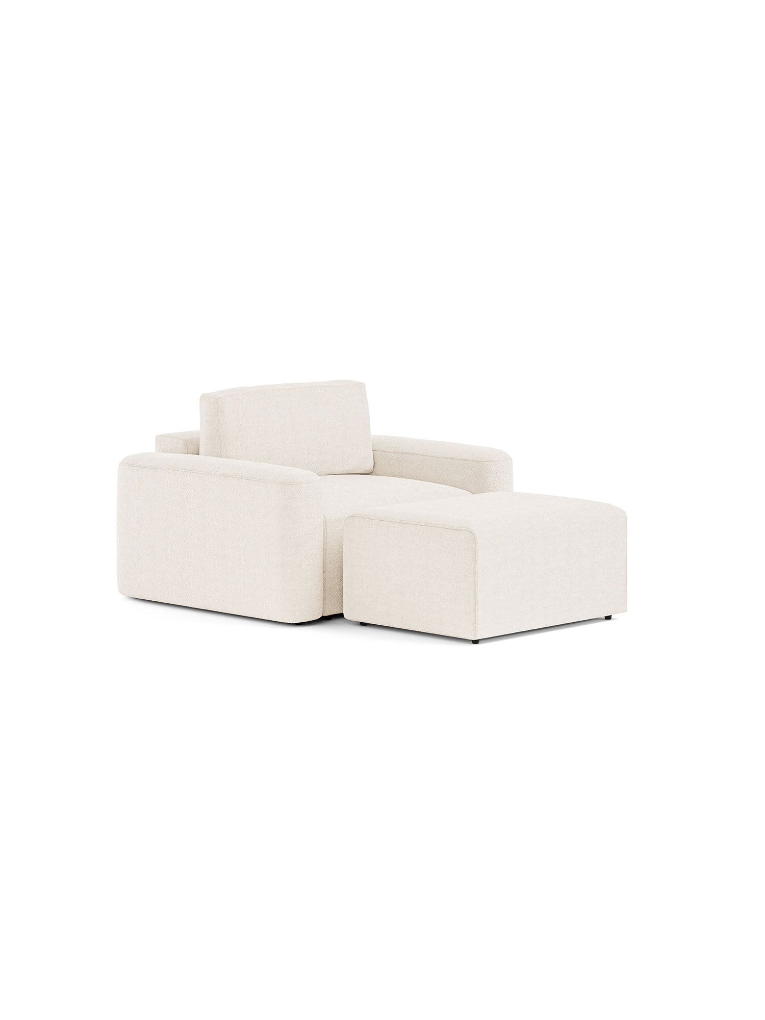 Loop Sleeper Armchair with Pouf Teddy Cream