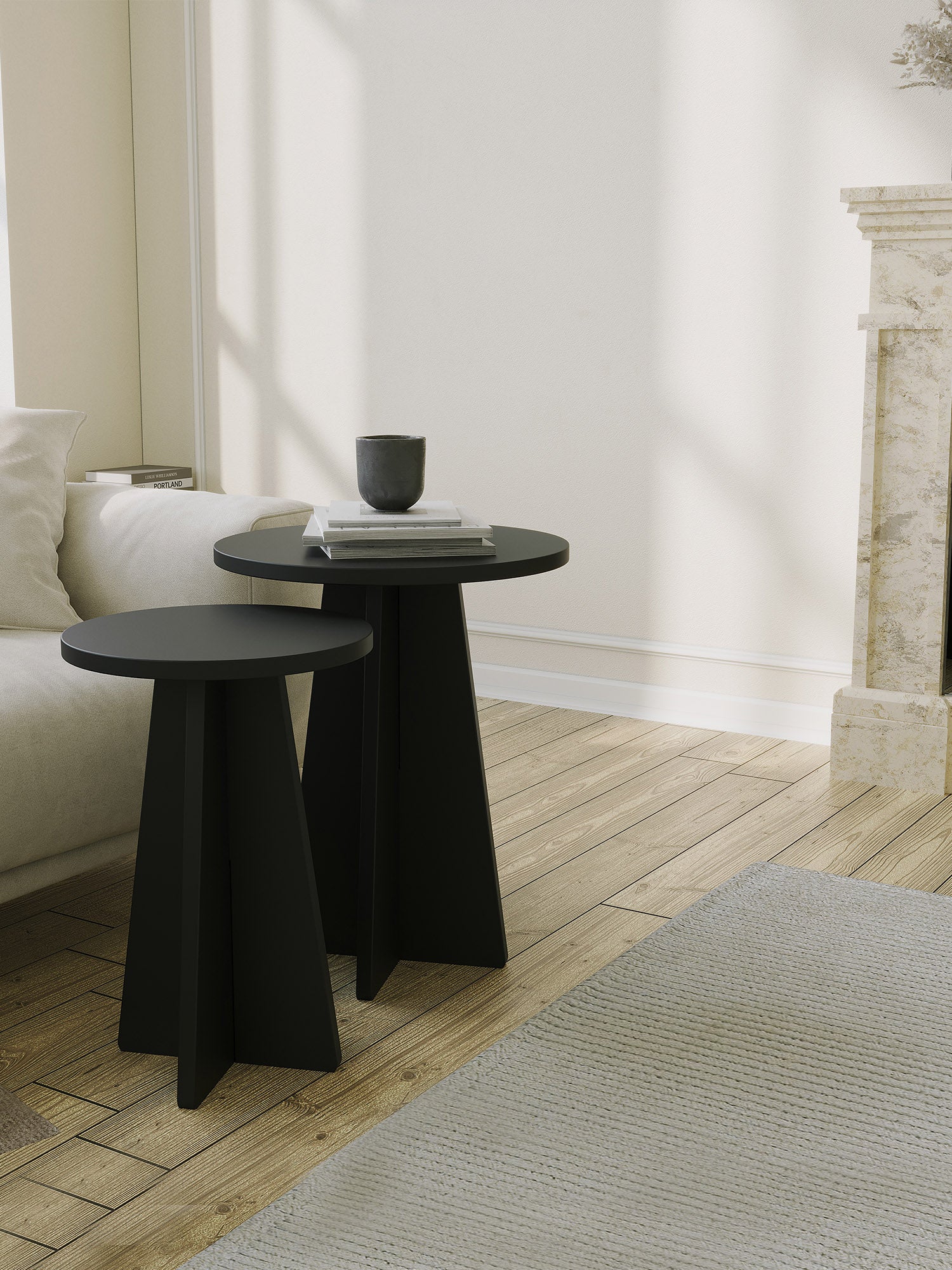 Mushroom 2pcs Side Table Black2