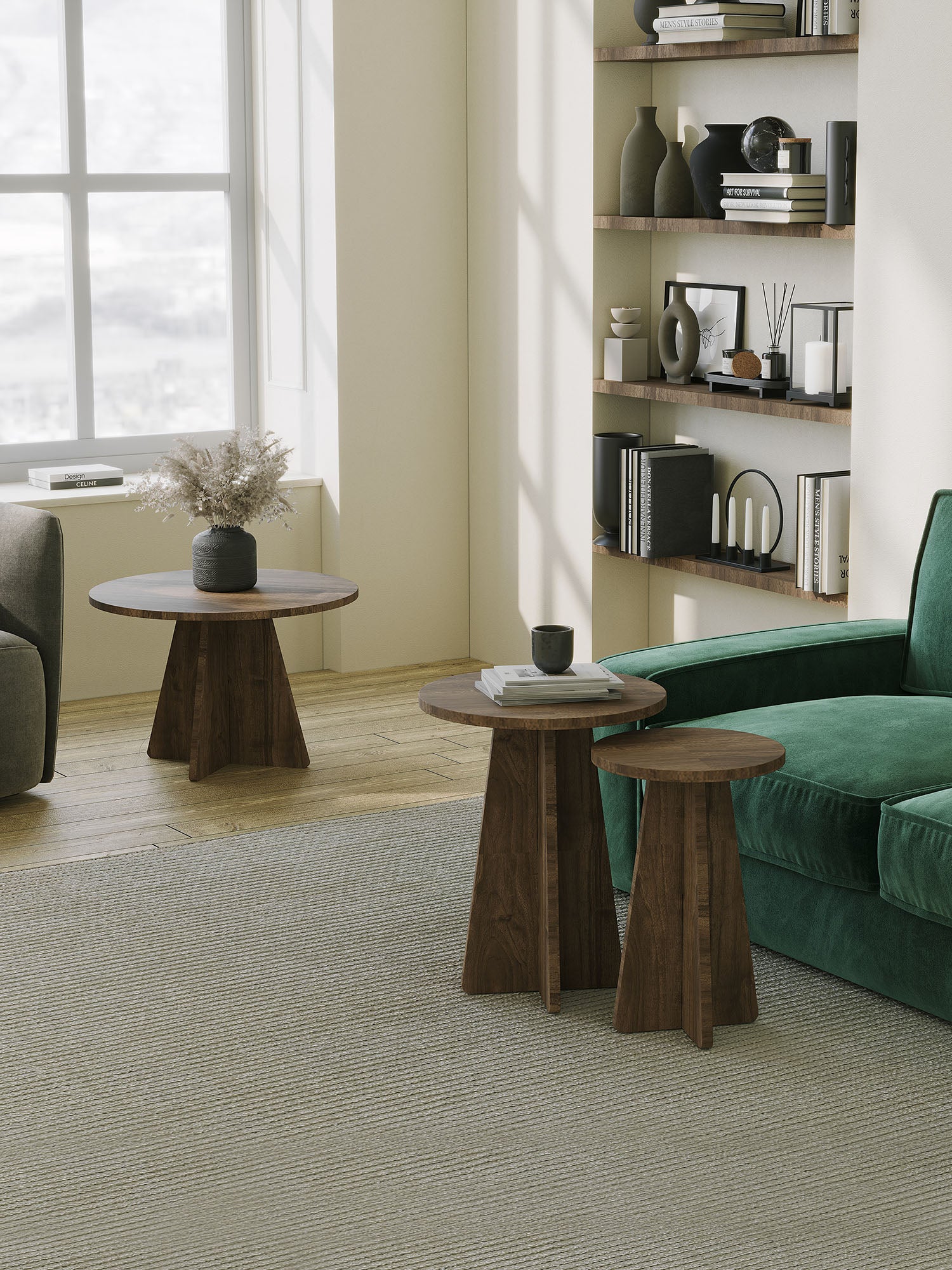 Mushroom 2pcs Side Table Dark Brown5