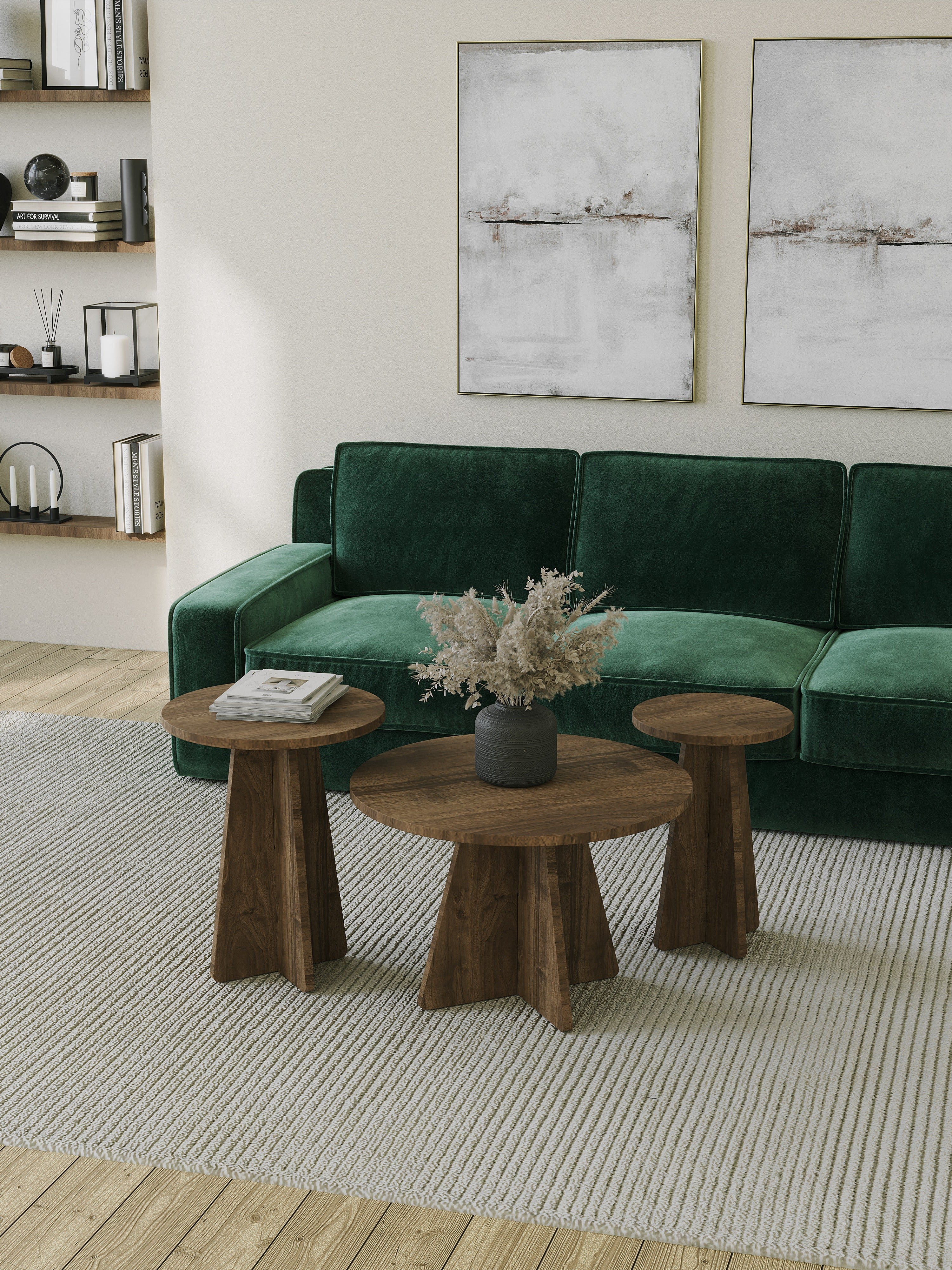 Mushroom 2pcs Side Table Dark Brown6