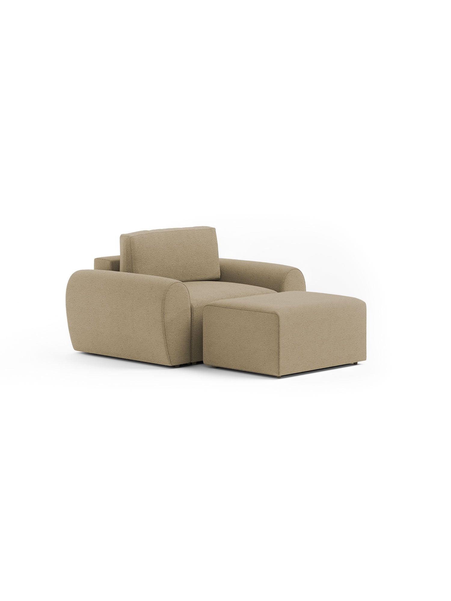 Nest Armchair with Pouf Teddy Green
