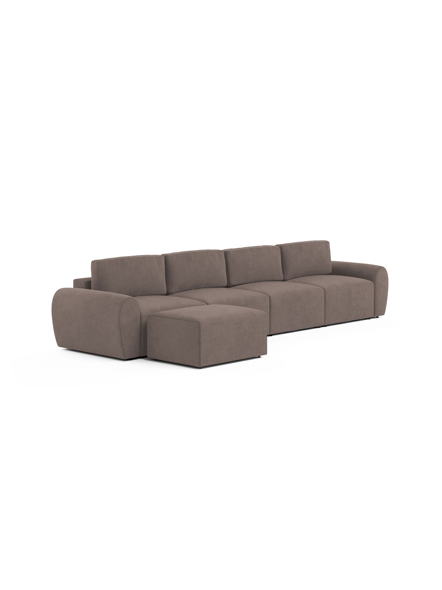 Nest Modular Sofa Bed 4 Seater with Pouf Espresso