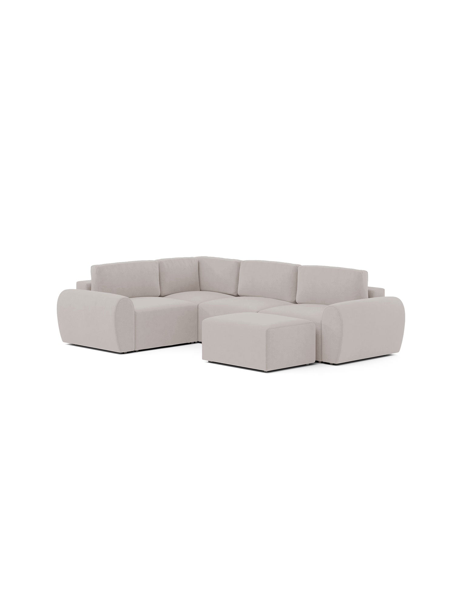 Nest Sectional Modular Sofa 2 Seater  with Pouf Blush Beige 1