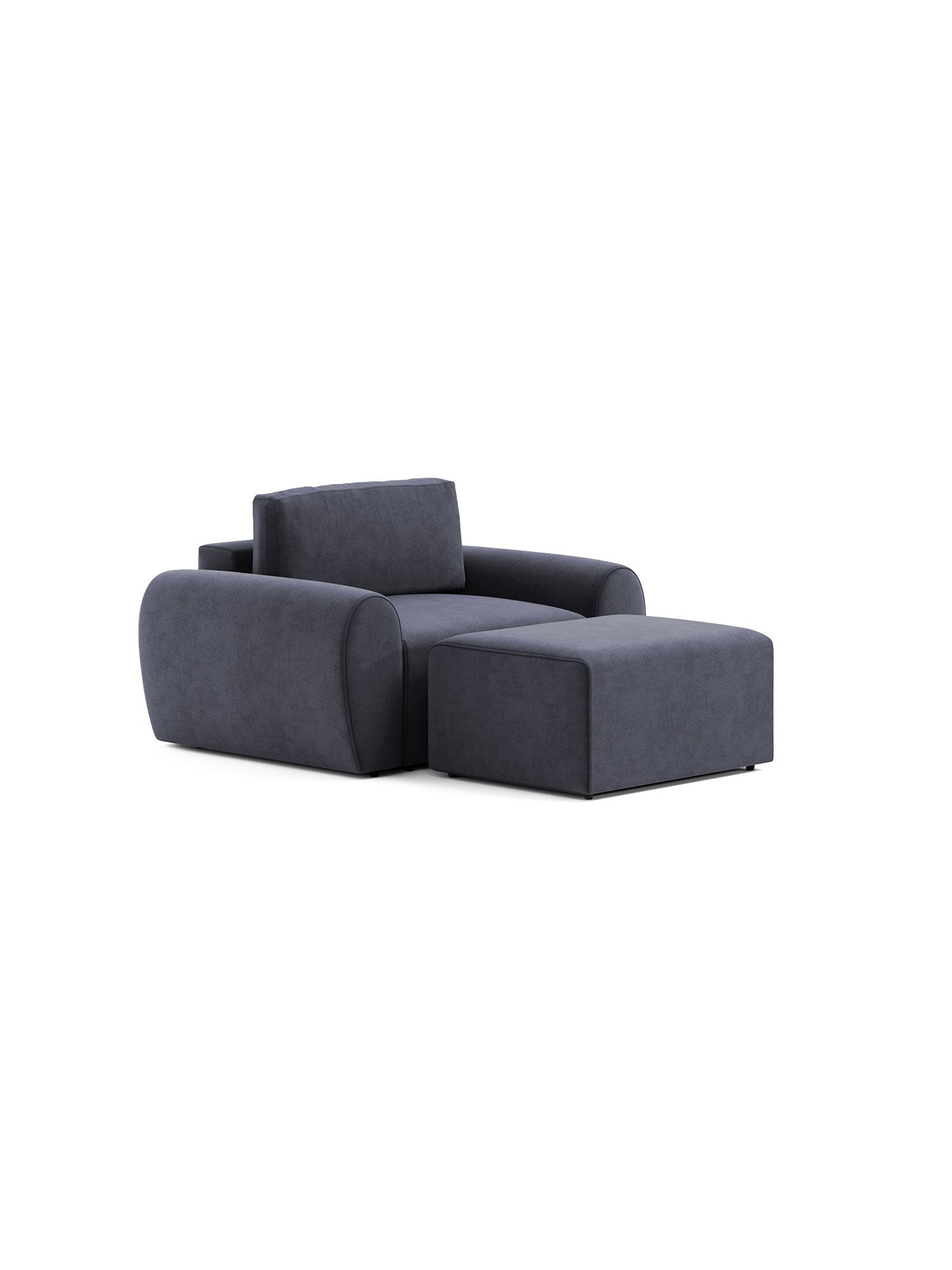 Nest Sleeper Armchair with Pouf Shadow Navy
