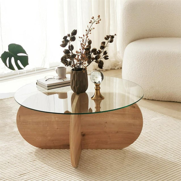 Bubble Glass Coffee Table Oak