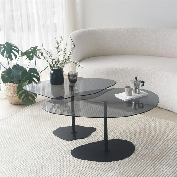 Porto Glass Coffee Table Set Black